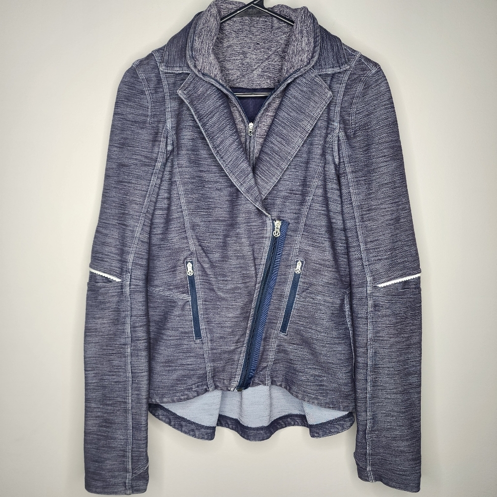 Lululemon Womens Ride On Blazer Jacket Heathered Blue Indigo Zip Up Pockets Sz 6